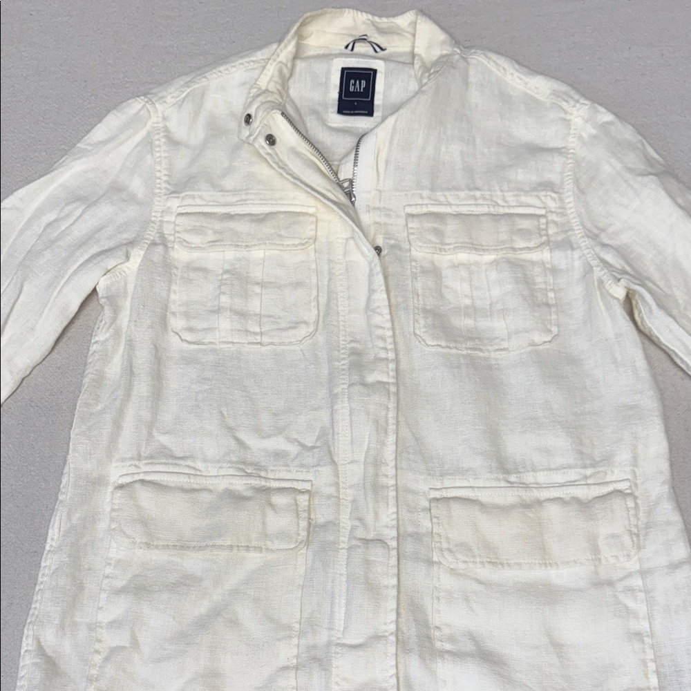 GAP Women's Off-White Linen Utility Jacket